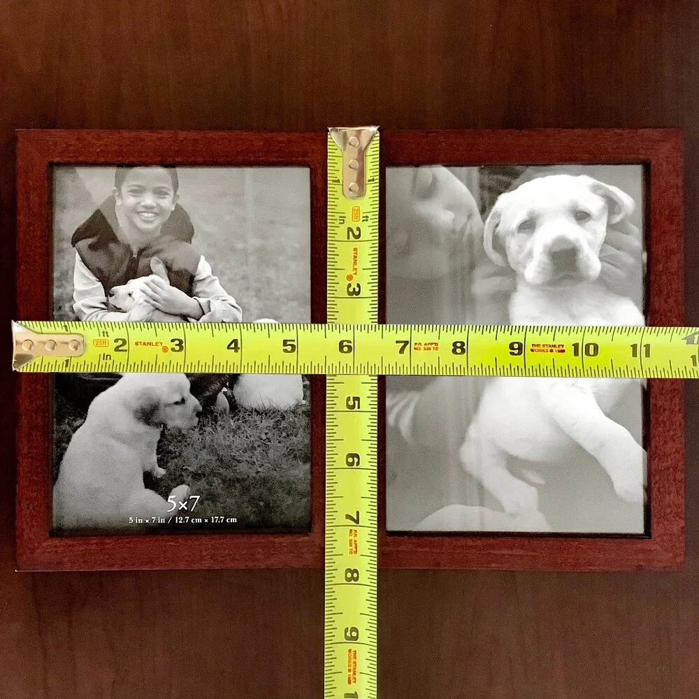 EUC Aaron Brothers Signature Wood Double 5 x 7 Frame - Coffee Bean